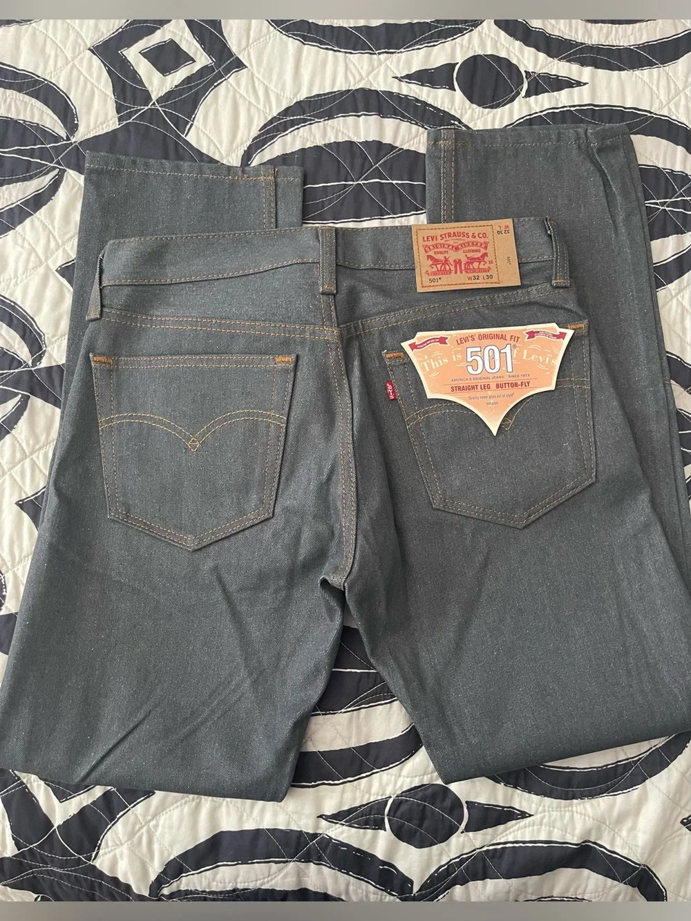 Levi’s 501 Original Fit Straight Leg Jeans W32 L30 Dark Gray NWT
